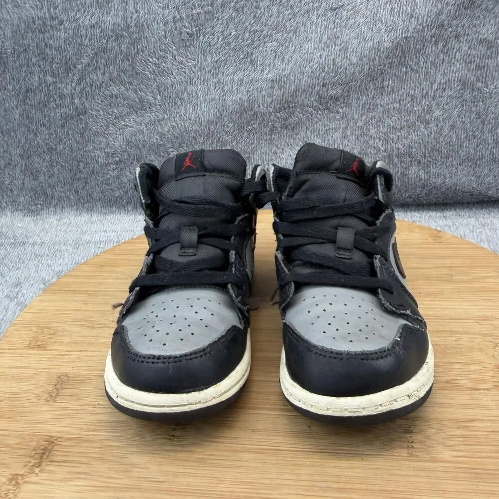 Jordan Air Jordan 1 Mid Shoes Toddler Size 10C Black Gray Sneakers 640735-096